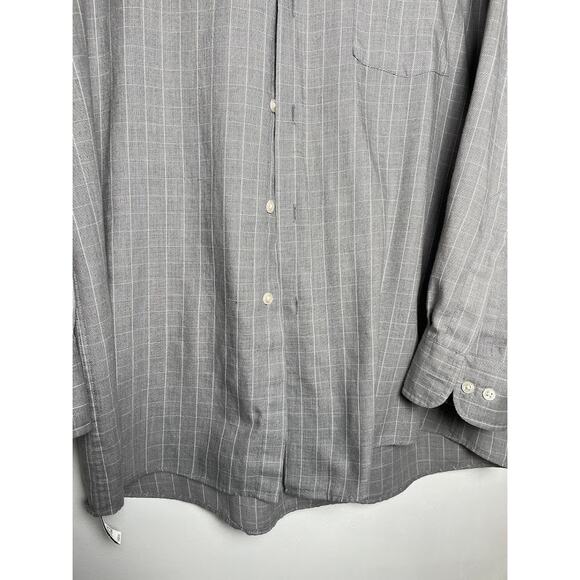 Men's Long Sleeve Dress Shirt Size 15 1/2 Gray Striped Button Up Shirt For Men - Picture 3 of 9